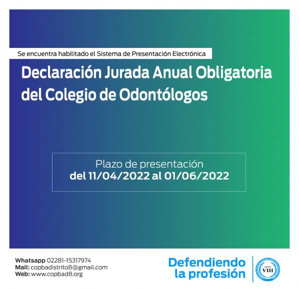Sistema de Presentación Electrónica de la DDJJ Anual obligatoria del Colegio de Odontólogos